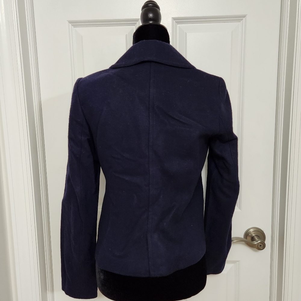 Juicy Couture Navy Button Close Wool Blend Pea Coat - Picture 2 of 6